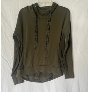 Jessica Simpson Women's Green Eyelet Sweatshirt Top Hooded  Long Sleeve Small